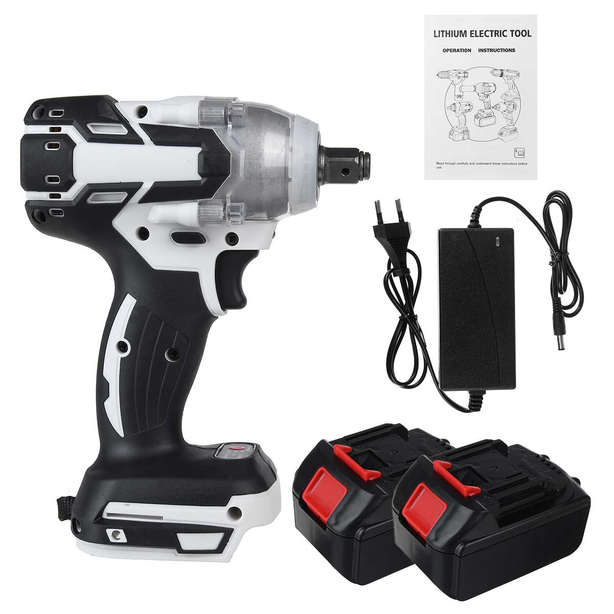 Drillpro Brushless Cordless Electric Impact Wrench Screwdriver 1/2"&1/4" Wrench Power Tools for 18V Makita Battery with Battery