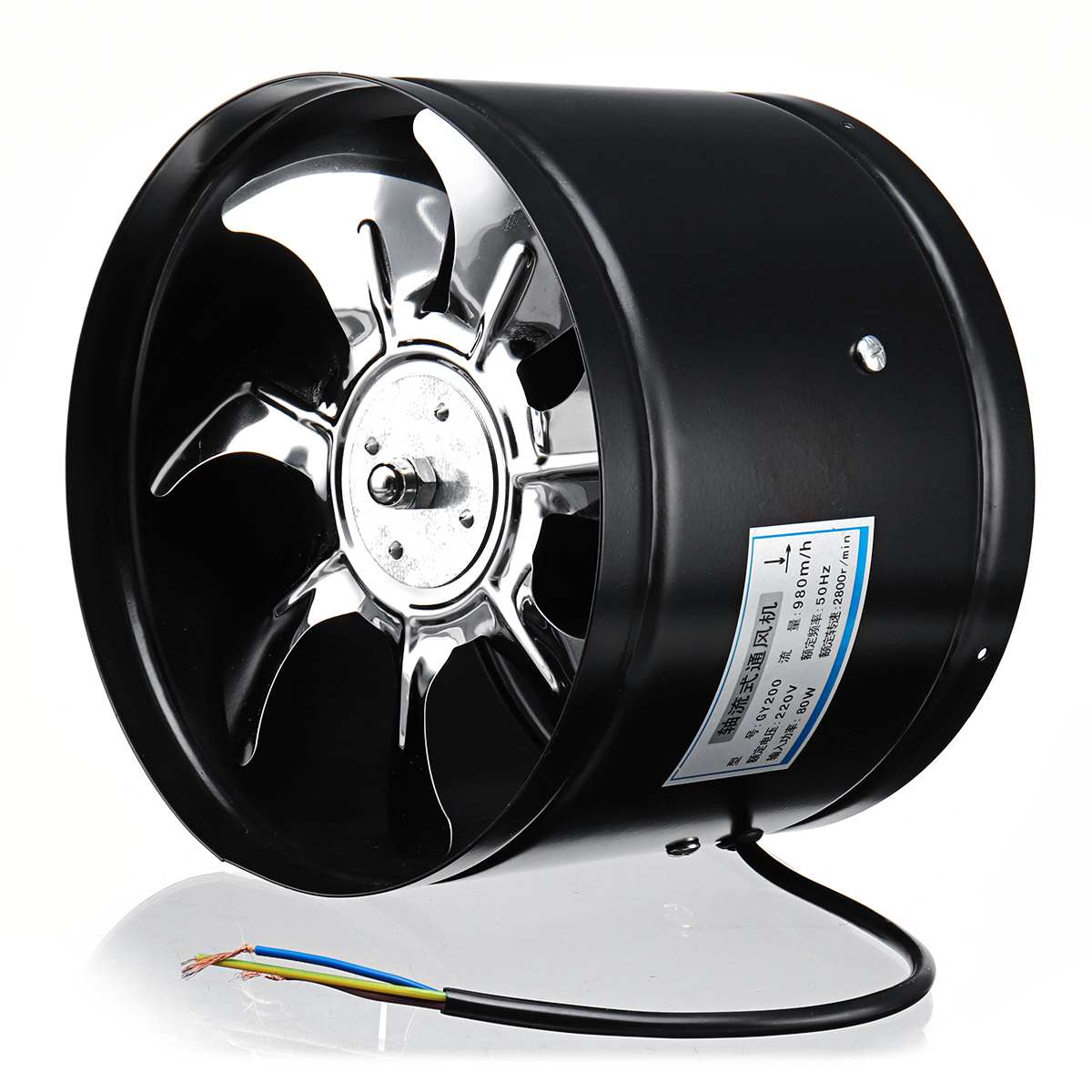 220V 8" Exhaust Fan Home Silent Inline Duct Fan Booster Bathroom Extractor Blower Pipe Air Ventilation System Kitchen Wall Fan