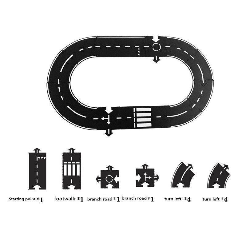 Søm bilbane puslespill lekematte motorveikonstruksjon pvc lekematte for barn pedagogiske leker for barn spillteppe: 12 stk