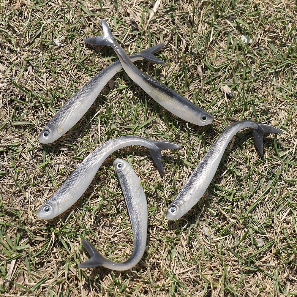 10 kpl/pussi pehmeä katkarapu madot kalaviehe hopea silikoni vaapuja kalastusvälineet jigging toukka kalastussyötti jigipää syötti 8cm/2g