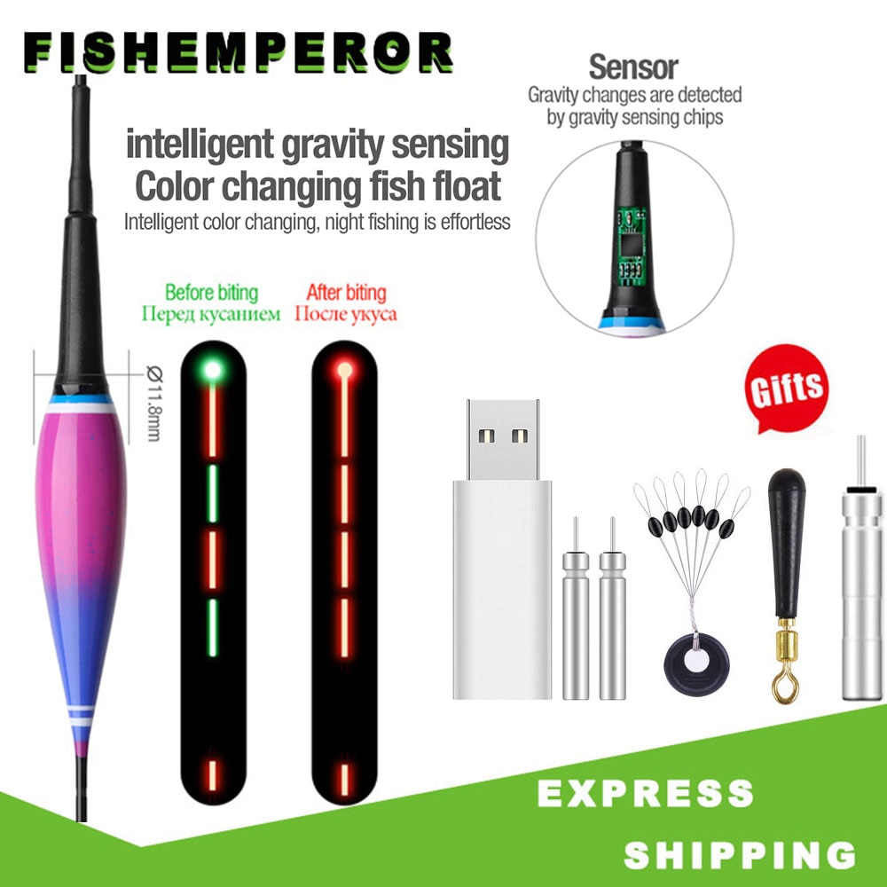 Gravity Sensor Smart Fishing Led Light Float 5in1 Set Bite Automatically Remind Glowing Electric Fishing Buoy With Batteries