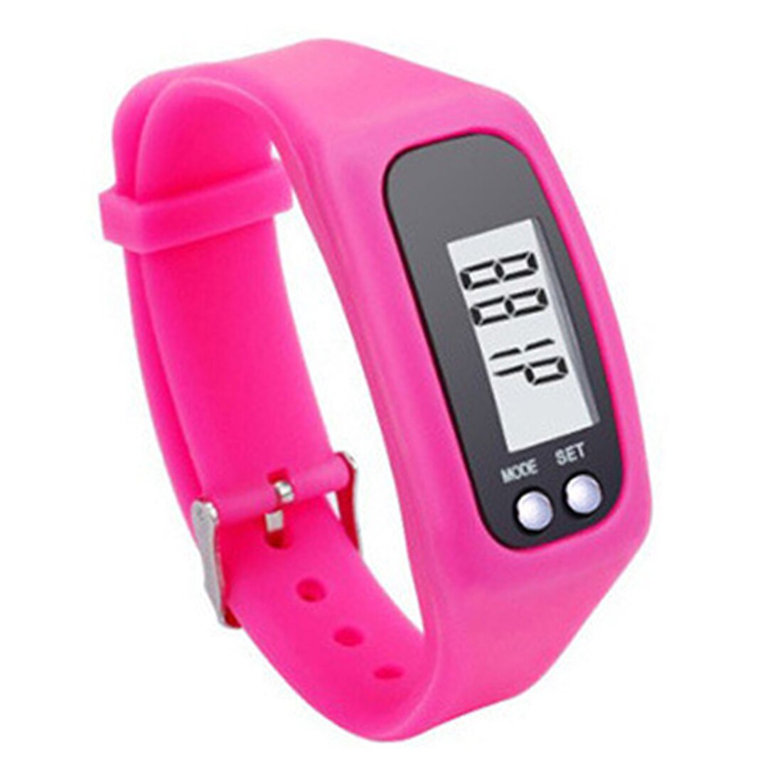 Brand Long-life battery Multifunction Digital Fitness Watch LCD Pedometer Running Step Calorie Walking Distance Counter: Rose Red