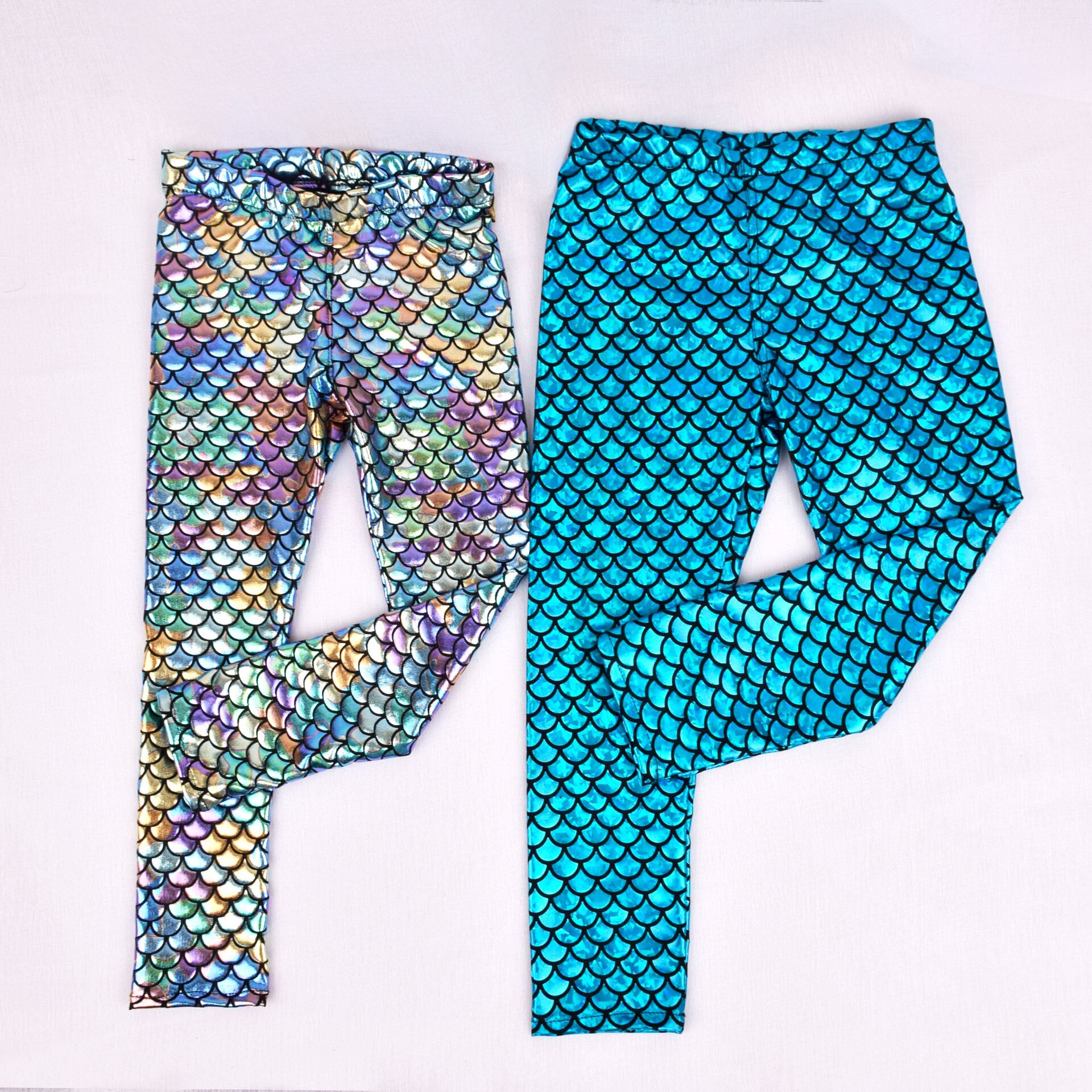 Mallas elásticas suaves para niña, pantalones ajustados de sirena, ropa de verano