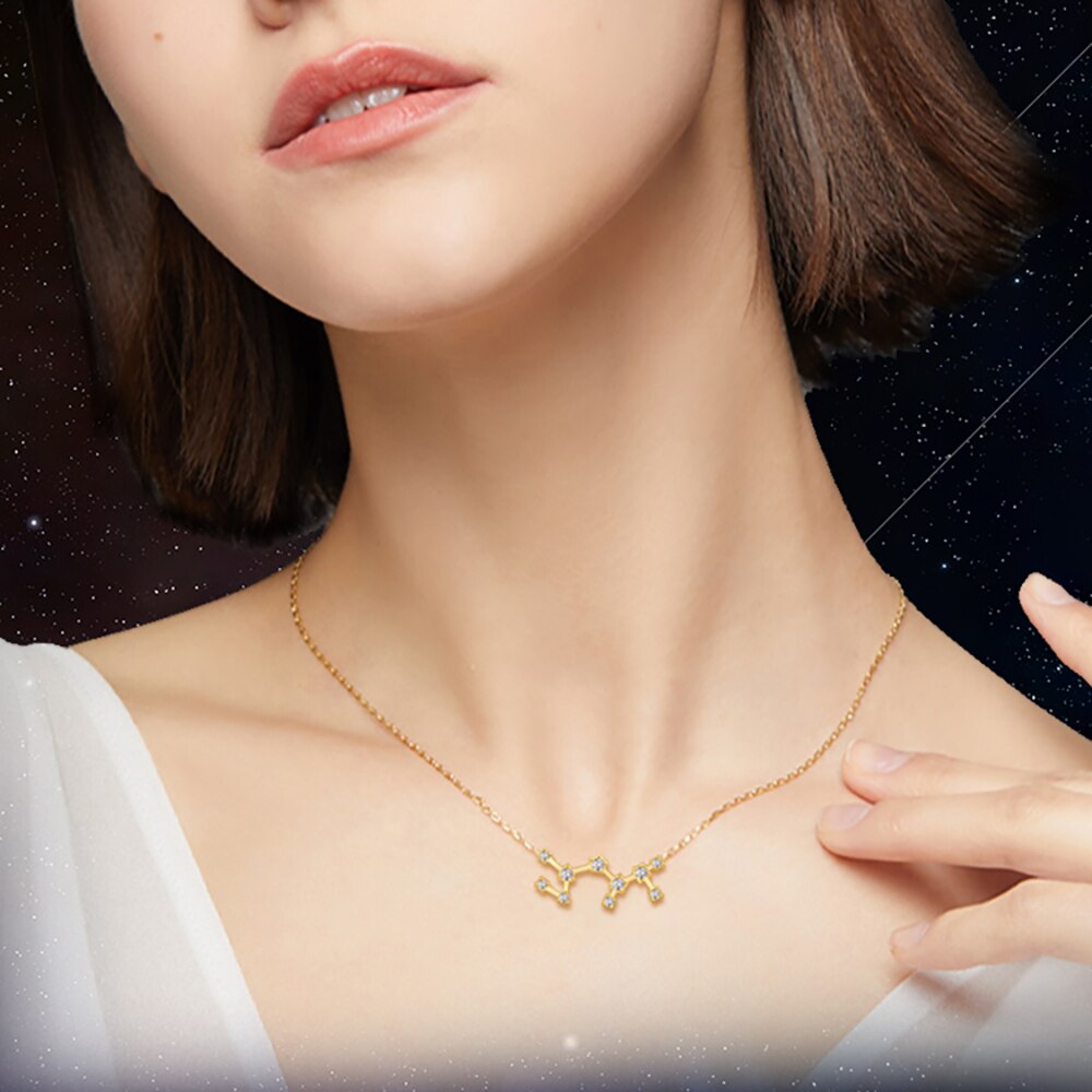 Klar Zirkon Konstellation Halskette Frauen Steinbock Waage Widder Leo Virgo Taurus Edelstahl Horoskop Sternzeichen Halsketten