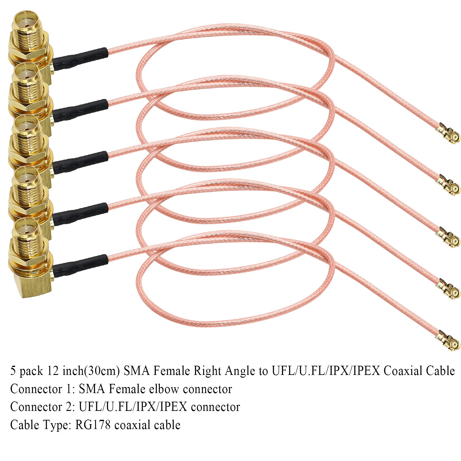 IPX to SMA Coax Cable SMA Female Right Angle to U.FL UFL RF Coaxial RG178 Pigtail Cable Router Antenna Mini PCI SMA 5PCS