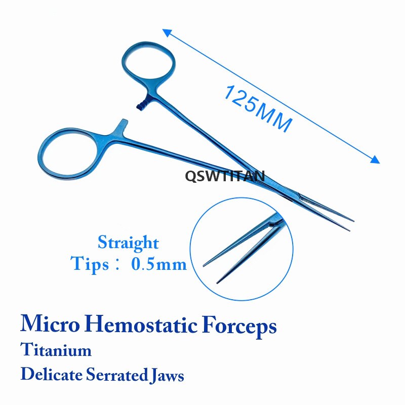 Microvasculaire Hemostatische Klem Tang Chirurgische Tang Hemostat Vergrendeling Klemmen Tang Vissen Tang: Titanium- Straight