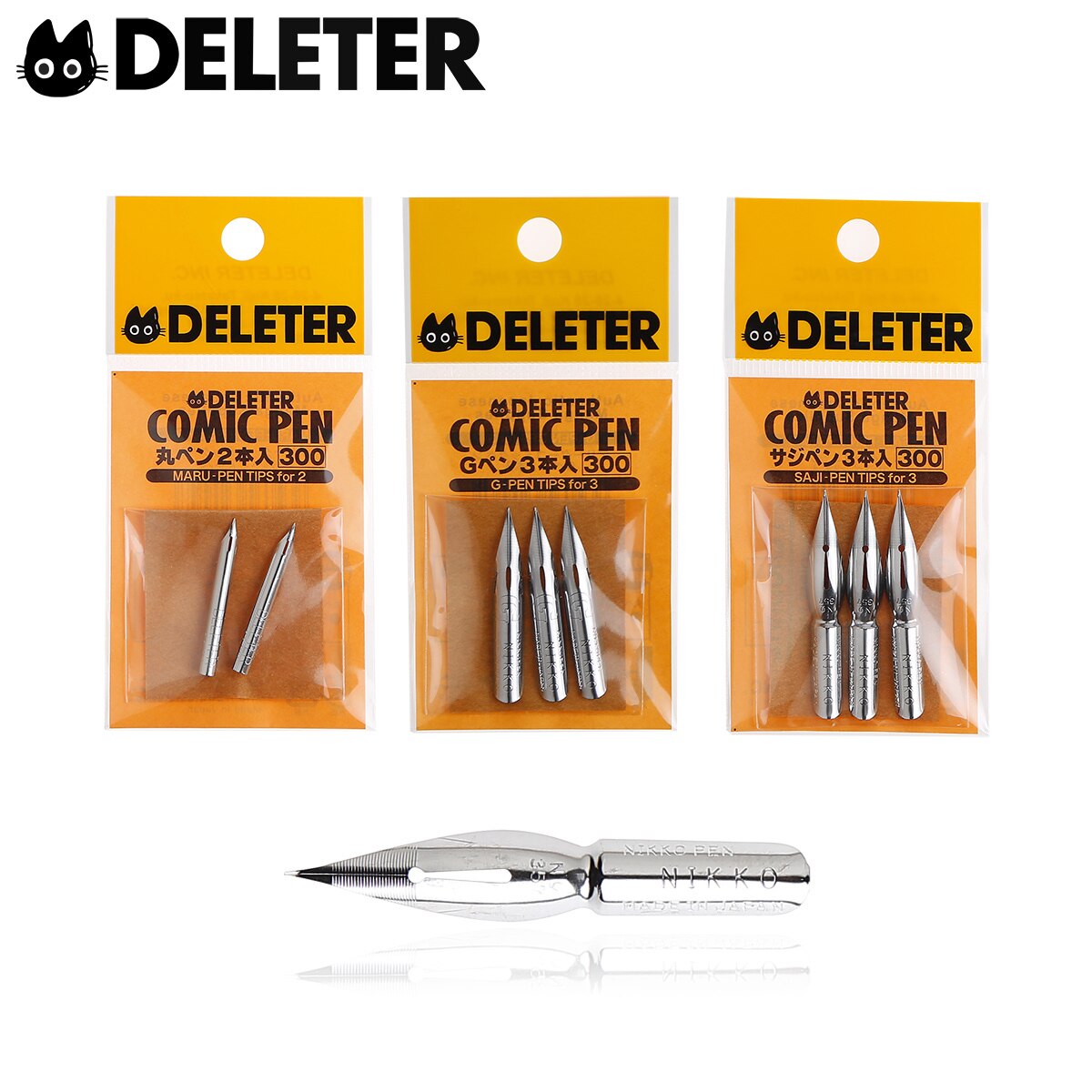 Juego de 3 lápices japoneses, Set de 3 unidades, Deleter Sunlight / Zebra Series Comic D Tib Dip Pen Tib Nib