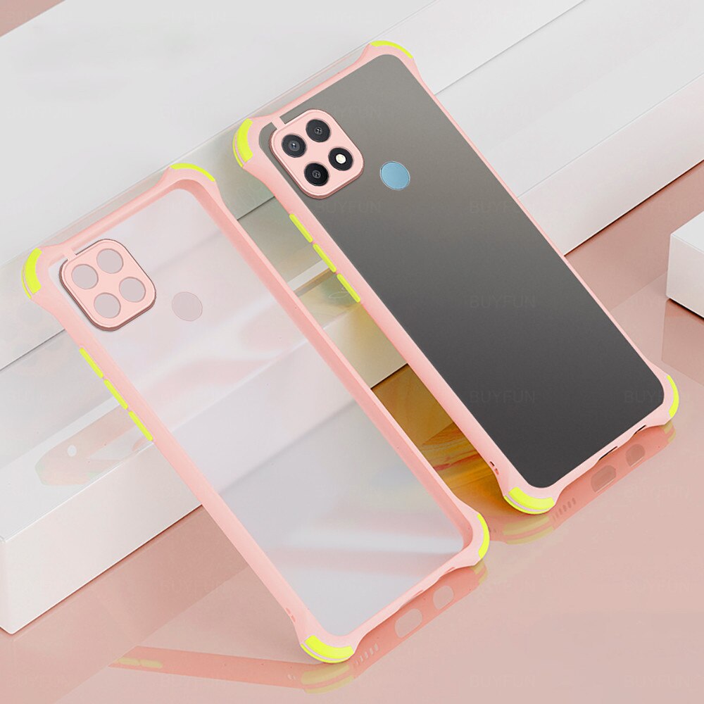 tpu bumper hard pc matte back cover for oppo a15 a15s a 15 s 15s 6.5‘’ case airbag armor shockproof protective coque funda: for OPPO A15S 2020 / pink