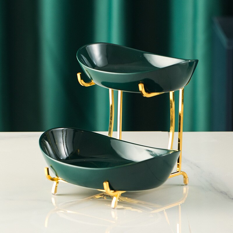 Nordic Living Room Ceramic Fruit Plate Multi-layer Fruit Dish Fruit Bowl Fruit Bowl Snack Basket Household Dry Luxury