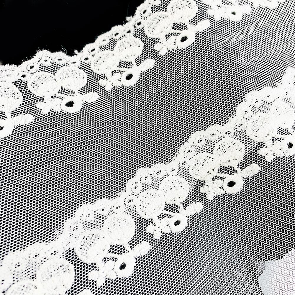 3 Meters Cotton Mesh Lace Edge Trim Ribbon White Edging Trimmings Fabric Embroidered Applique Sewing Craft Wedding Bridal Dress