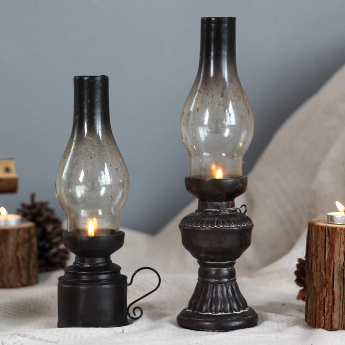 retro Glas Abdeckung Kerosin Lampe Leuchter Nostalgischen Jahrgang Cafe Bar Fenster Dekor Hause Harz Ornamente Kerze Tee Licht Halfter