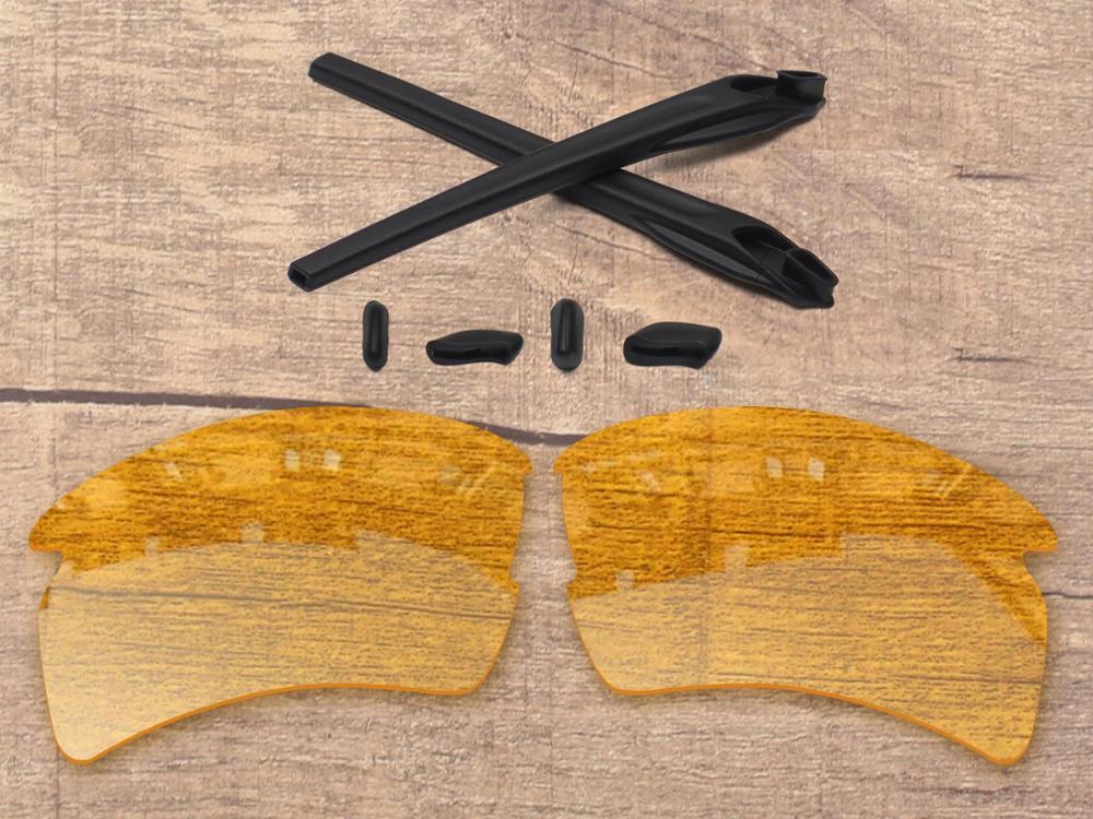 Vonxyz 20 + opções de cores polarizadas lentes de substituição & nariz almofadas orelha meias de borracha kit para-oakley flak 2.0 xl oo9188 quadro: HD Yellow