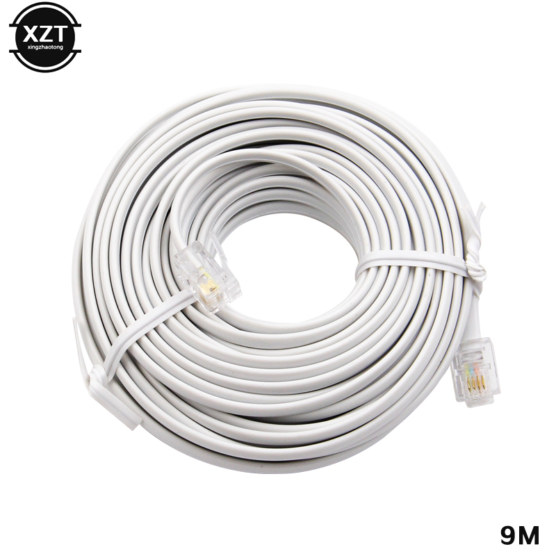 30/25/20/18/15/12/10/9/7.7/6/3/2/1M RJ11 mâle deux cœurs 6P4C câbles de téléphone modulaires câble d'extension fil téléphone fini l