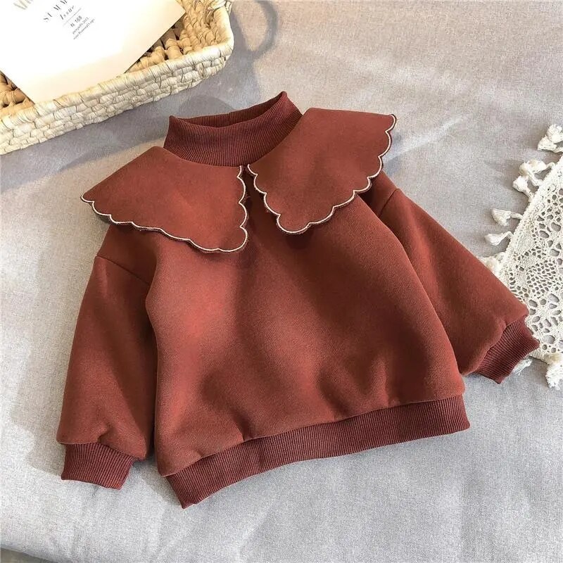 Kinderen Winter Trui Fluwelen Gewatteerde Baby Meisje Trui Kinderen Lange Mouwen Top Dieptepunt Shirt 6M-7T