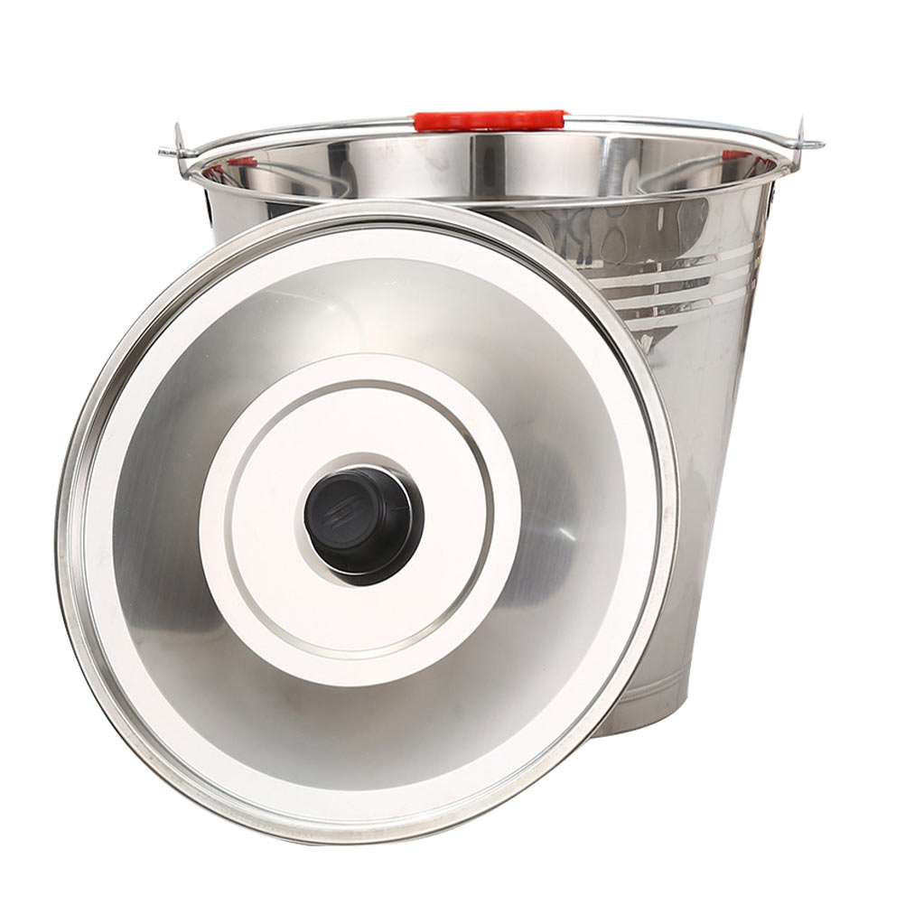 1Pc Stainless Steel Bucket Household Water Bucket Multi-purpose Bucket with Lid