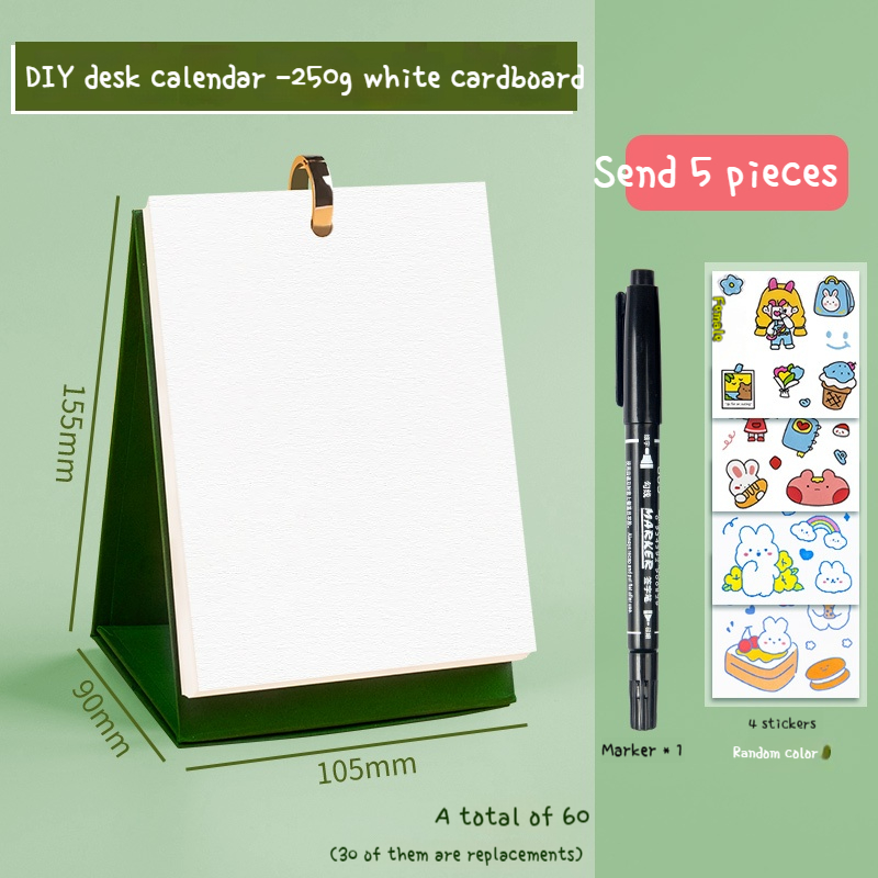 blank skrivebordskalender skrivebordsdisplay bærbar kalender skrivebordsdekorasjon gjør-det-selv håndlaget dagbok 200g/250g tykke pappkort papir: Lys gul