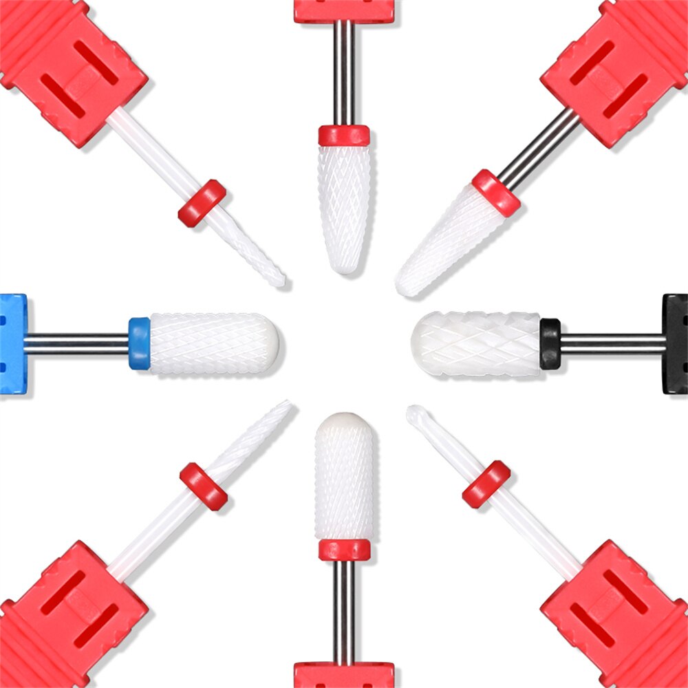 Broca limpiadora de uñas de cerámica blanca, taladro de uñas (arena: mediana), 3/32 ", tamaño de vástago, para limpieza de cutículas, seguridad