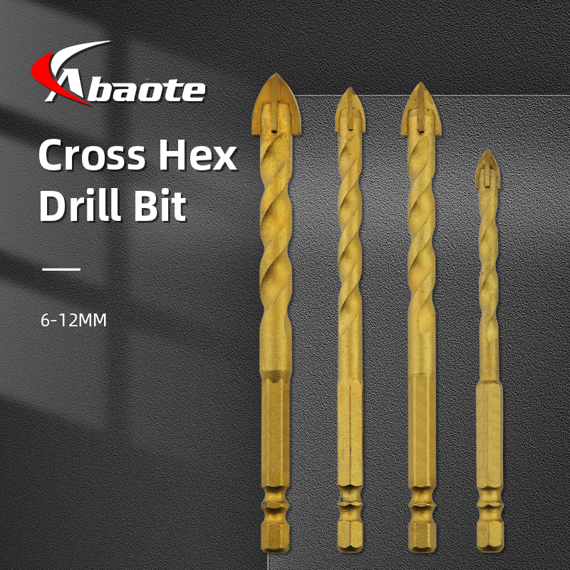 ABAOTE Cross Hex Boor Set Zaag Driehoek Legering Boor 6-12mm Voor Glas Cement Metaal Keramiek Hout Plastic Gat Carbide Boren