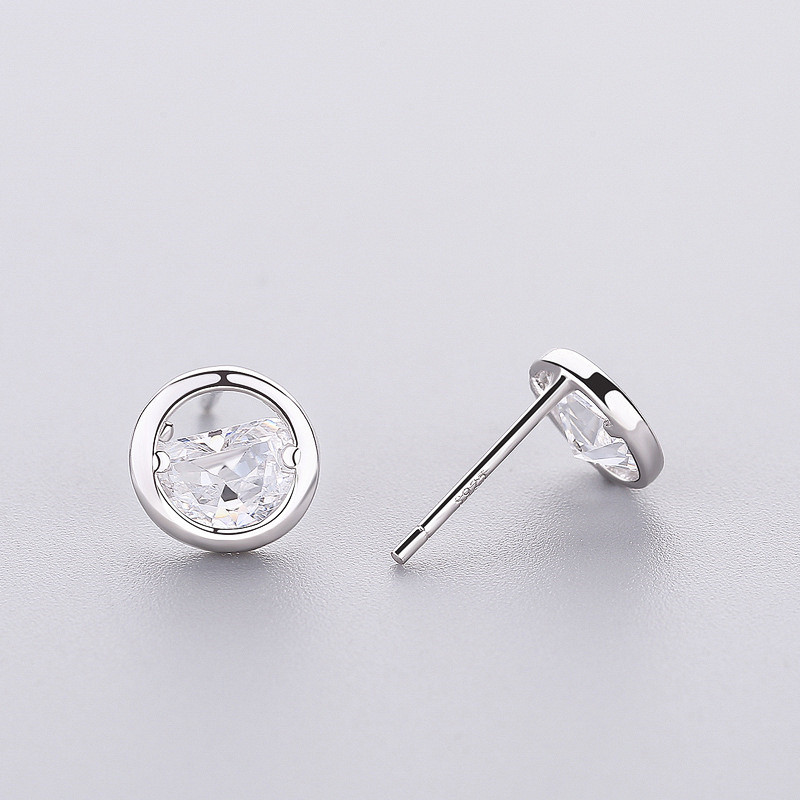 INZATT OL Geometrische Ronde Zirkoon Stud Oorbellen Echte 925 Sterling Zilver Voor Vrouwen Partij Fine Jewelry Charm Accessoires