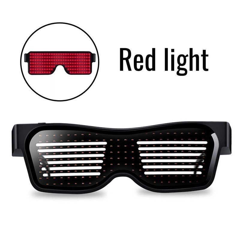 LED Panel Bluetooth Baseball Cap + Bluetooth LED Sunglass Mobile Phone APP Connection Wireless Dynamic Pattern Flashing Glasses: Red