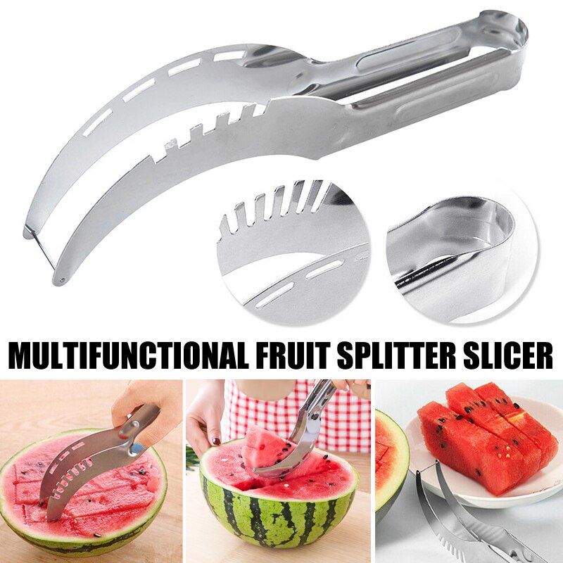 Kitchen Slicer Stainless Steel Watermelon Cutter Fruit Salad Tool Melon Watermelon Windmill Slicer Tong Corer For Summer