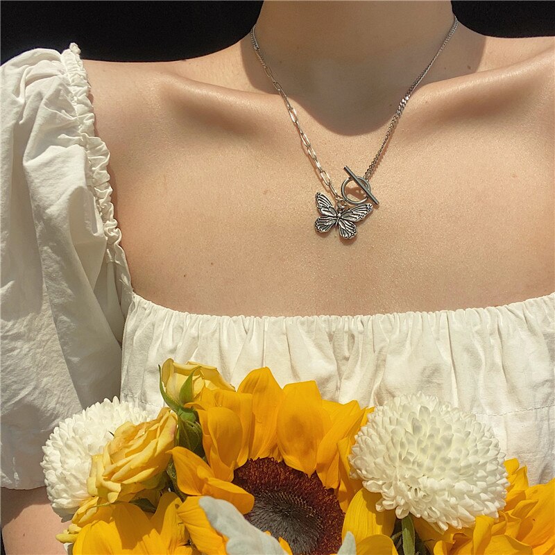 Collier Vintage en forme de papillon pour femmes et filles, assorti avec tout, breloque en forme d'étoile, de lune, ras du cou, style Boho, bijoux doux,