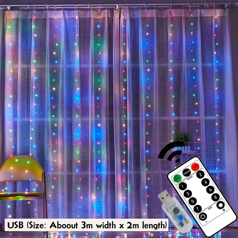 Julefe lys led stjerne guirlande lys til jul vindue værelse indendørs udendørs dekoration bryllup fest lys lampe: B flerfarvet