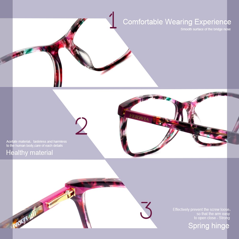 Nova borboleta óculos moldura quadrada óculos de moda quadro bonito impressão eyewear para a mulher fvg7138