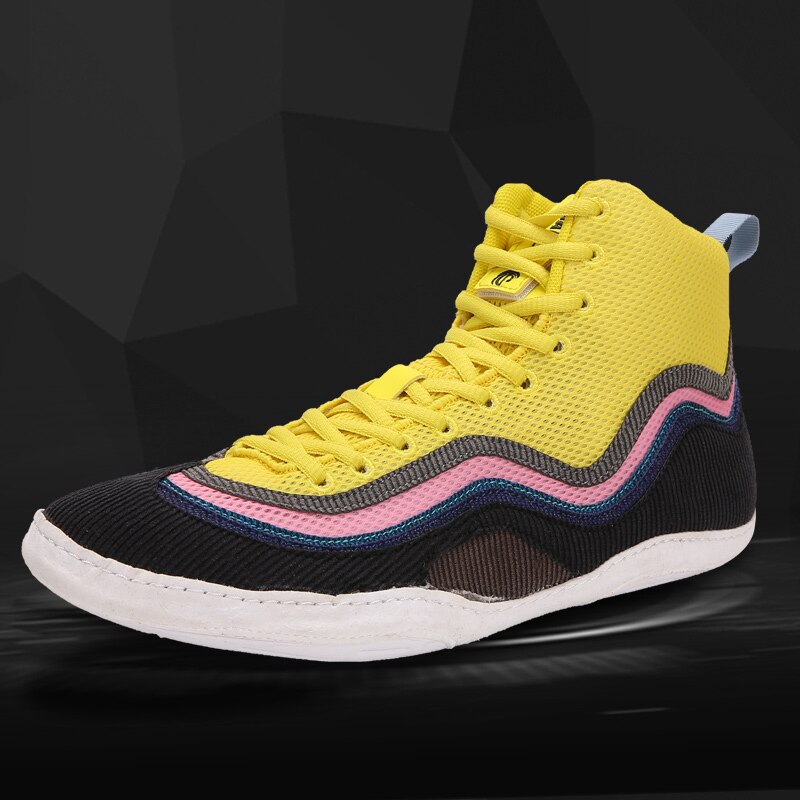 Wrestling Shoes for Men Training Shoes Rubber Sole Sneakers Boxing Shoes Yellow Wrestling Fighting Sneakers