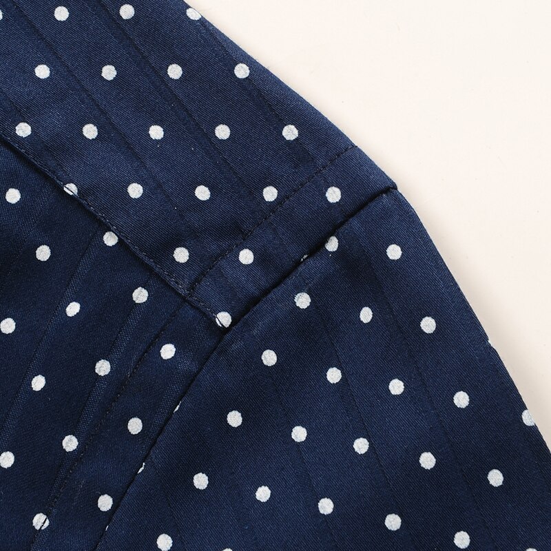 Men's Casual Short Sleeve Polka Dot/Triangle Printed Shirt Standard-fit Contrast Patchwork Tops Button-down Cotton Shirts