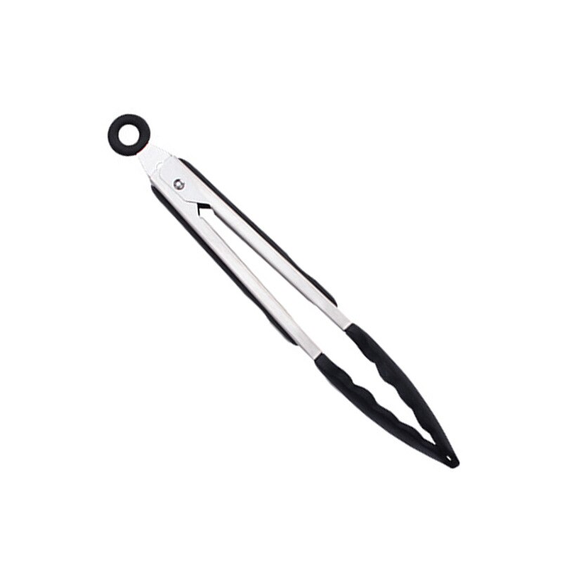 1 PC Siliconen Voedseltangen Keuken Koken Gereedschap Gebruiksvoorwerpen Tang Barbecue Anti-Slip Voedsel Clippers BBQ Gereedschap Accessoires: Zwart / 12 Inch