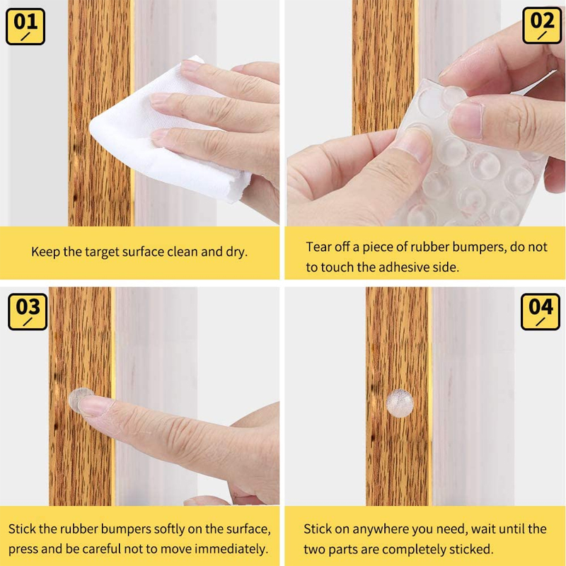 Tope de puerta transparente autoadhesivo fuerte, amortiguador de goma, parachoques de gabinete, cojines de puntos para muebles, almohadillas protectoras, botones pequeños