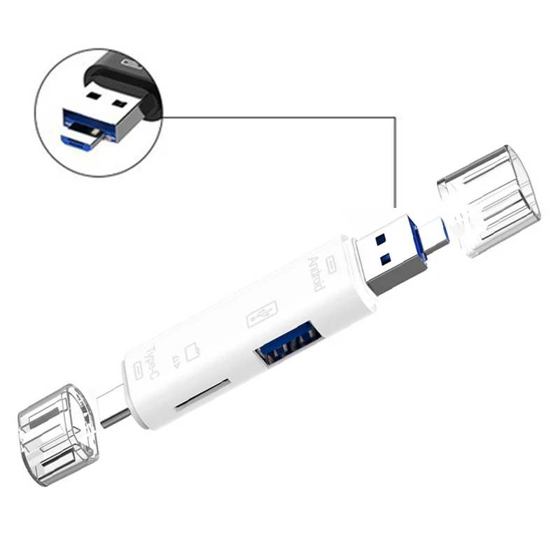 5 In 1 Multifunction Usb 2.0 Type C/Usb /Micro Usb/Tf/SD Memory Card Reader OTG Card Reader Adapter Mobile Phone Accessories: Orange