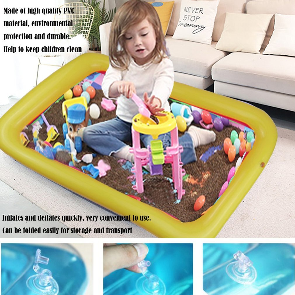 Aufblasbare Sand Tablett Burg Mobilen Tisch PVC Sandkasten Sensorischen Tablett Lustige Indoor Spielen Spielzeug Pool Tablett für Kinder