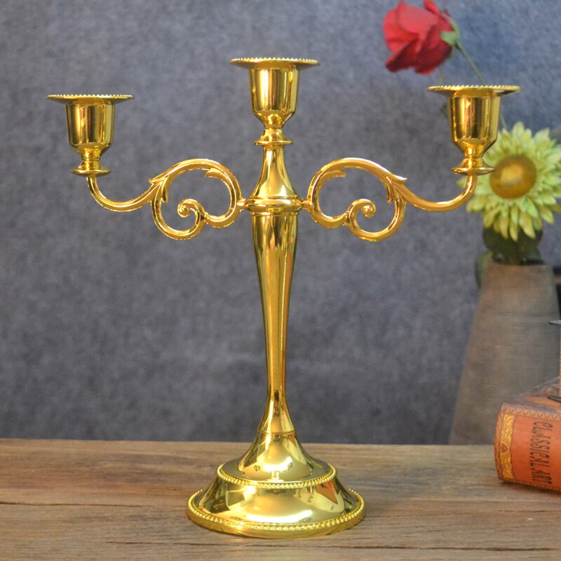 Portavelas nórdico de cobre dorado, moderno, para comedor de noche, mesa de mesa, boda, tres cabezas, Porta Velas, decoración del hogar, BE50CD: style3