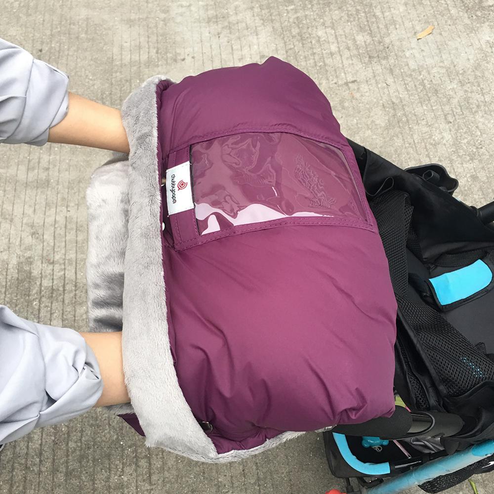 Winter Baby Stroller Gloves Clutch for Stroller Hand Muff Waterproof Hand Cover Pram Accessories Warm Mittens with Phone Pocket