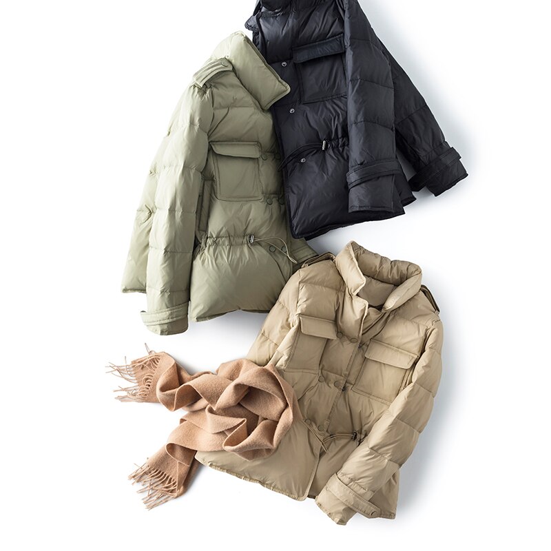 Winter damen ultraleicht daunenjacke weiße entendaunenmantel langarm warmer daunenparka damen zweireiher oberbekleidung