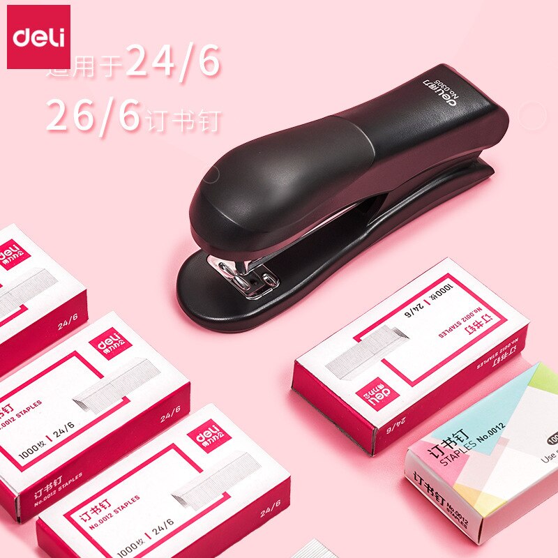 Deli Stapler 5 Pcs Business Bind Machine #12 24/6 Staple Student Stationery Office Supplies