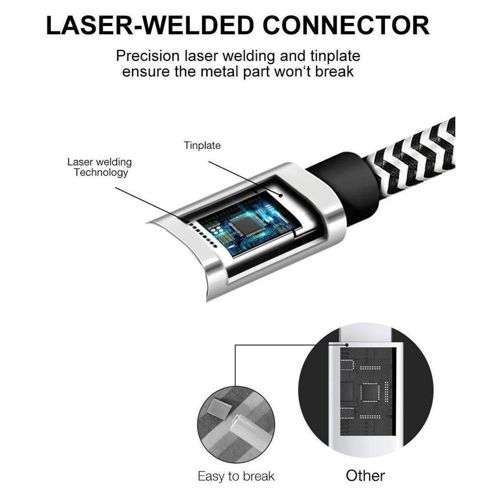 3m usb-ladekabel, 10ft nylonummantelte controller-ladegeräte, micro-usb-schnellladegeräte, synchronisationskabel für controller-geräte