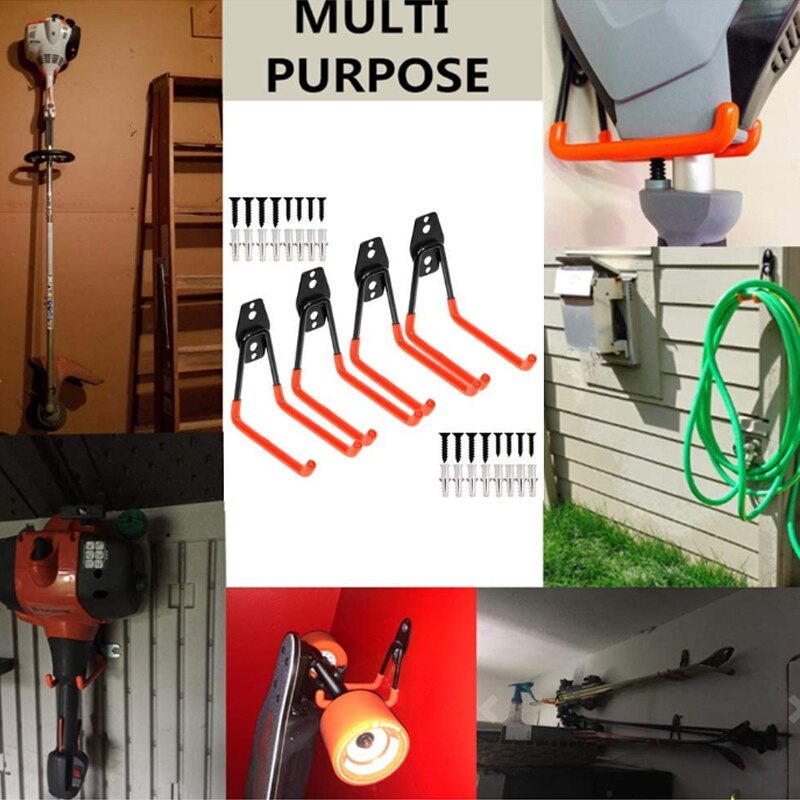 Haak garage opslag gereedschap aan de muur gemonteerde zware u-vormige gereedschapshouder dubbele garage organizer haak antislip coating benodigdheden