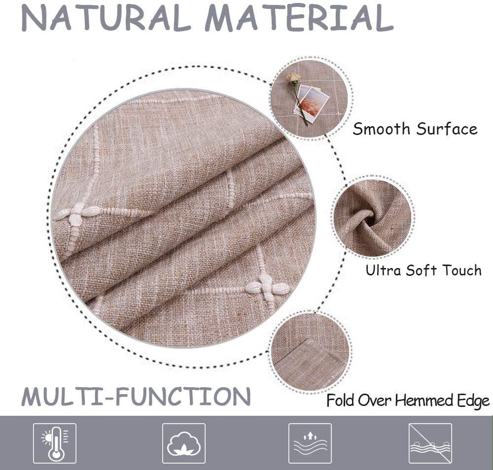Heavy Duty Cotton Linen Tablecloth for Rectangular Tables Solid Embroidery Lattice Table Cloth for Kitchen Dinning Tabletop Deco