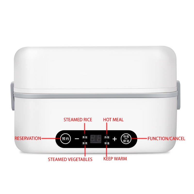 Stainless Steel Electric Lunch Box Thermal Heating Food Steamer Cooking Container Portable Office Mini Triming Rice Cooker