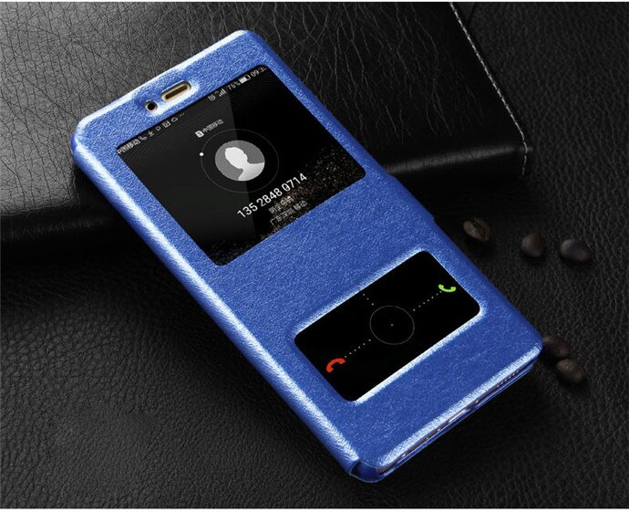 For Samsung Galaxy J7 Neo Case J7Neo J701 J701F Quick View Window Stand Phone Cases for Samsung J7 NXT Cover Flip PU Leather: Blue