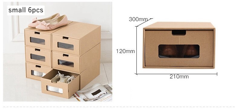 Dikker Schoenen Doos Lade Opvouwbare Schoenen Opslag Papier Doos Japanse Eenvoudige Combinatie Schoenen Schoenendoos Thuis Opbergdozen: small 6pcs