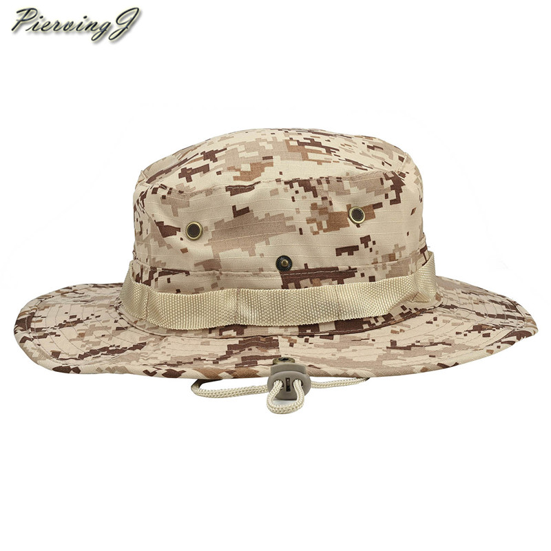 Sombrero para el sol, panamá, con solapa, transpirable, boonie multicam, estilo nepalí, camuflado, para pesca al aire libre, ala ancha, con cordón.: 1pc desierto digital