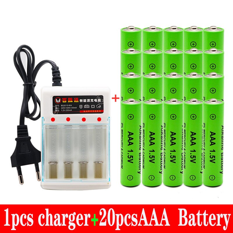 Lot Aaa 3000 Mah Batterij 1.5V Alkaline Aaa Oplaadbare Batterij Voor Afstandsbediening Speelgoed Licht Batery + Lader: green