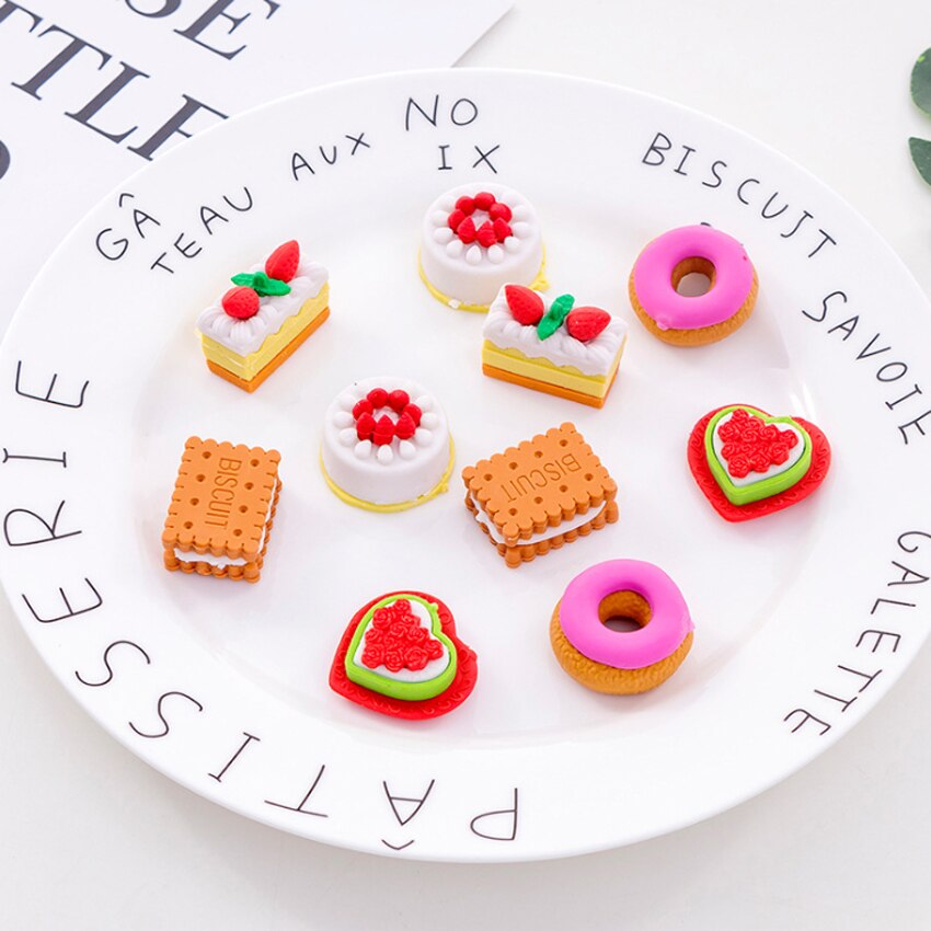 5 Stks/set Creatieve Leuke Cookie Donut Gum Set Mooie Gekleurde Gummen Voor Kinderen En School Suppiles