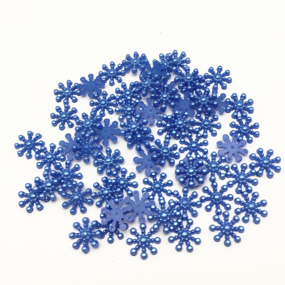100 stks Roze Blauw 15mm Sneeuwvlok Parels Flatbacks Emebellishments Kerst Cabochons diy Ambachten Scrapbooking