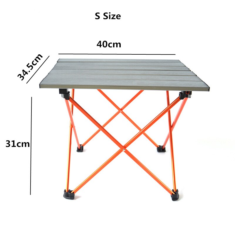 Vilead 2 størrelse aluminiumslegering folde campingbord til picnic fiskeri hkingking rejse bærbar udendørs foldbar camping desk: Grå s størrelse