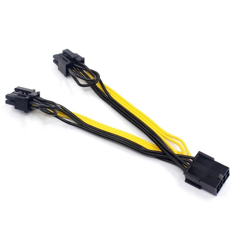 6X EPS CPU 8Pin To 2-Port Pcie Dual PCI-E 6+2Pin Y Splitter Miner GPU Graphics Card Power Supply Cable Cord 18AWG 20CM